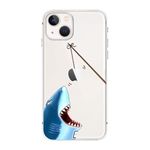 Blingy's for iPhone 13 Case (6.1 inch), Funny Shark Style Ocean Fish Pattern Cartoon Animal Beach Design Transparent Soft TPU Protective Clear Case (Shark)