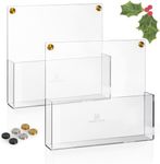 Merely Home 2 Pack Premium Clear Acrylic Wall File Organizer | Mail Holder Wall Mount | Wall Organizer for Office | Hanging File Organizer| 3 Colors of Screw Caps Included