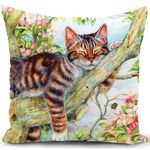 KUNQIAN Cat Cushion Cover Decorations Gift for Cat Lovers Pillow Cover Outdoor Tree Sleeping Decor Home Livingroom Couch Sofa 18"x18"(45x45cm)