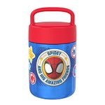 Zak Designs Kids' Vacuum Insulated Stainless Steel Food Jar with Carry Handle, Thermal Container for Travel Meals and Lunch On The Go, 12 oz, Spidey and His Amazing Friends