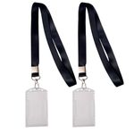 AccuPrints Pack of 2 Black Lanyard/Strap with PVC Id Card Holder for Office Employe and Staff College Uses Cards Retractor lanyards Keys Unisex