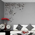 WALPLUS Wall Stickers New Huge Butterfly Vine with 38pcs Swarovski Crystal Mural Art Removable Self-Adhesive Decals Vinyl Hotels Café Bedroom Decors Gift Ideas Home DIY for Living Room Decorations