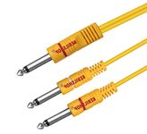 KEBILSHOP 3 Meter Dual Mono 6.35 Mm Male To 1 Mono 6.35 Mm Male Audio Y Splitter Cable For Guitar, Amplifier, Other Professional Audio Equipment (Yellow, 3 Meter/ 9.8 Feet)