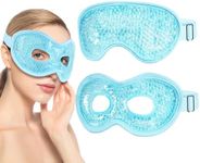 Luxtude Gel Eye Mask Cooling Eye Mask for Dry Eyes 2PCS, Hot & Cold Eye Ice Pack Reusable Gel Sleep Mask, Frozen Cold Eye Compress for Puffiness/Dark Circles/Headaches/Allergies/Stress Relief (Blue)