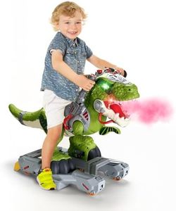 Wdebay Dinosaur Ride On Toy Cars for Kids, Toddler Electric Ride On Toys with Music, Light & Smoke, 3-5 Year Old boy Gift, Preschool Kids Scooter Foot-to-Floor Walker for Indoor Outdoor