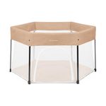 Ickle Bubba Fiesta Pop-Up Playpen for Baby & Toddler – Portable Travel Play Pen for Indoor & Outdoor, 30-Second Setup, Breathable Mesh Sides, Foldable with Padded Play Mat & Carry Bag (Biscuit)
