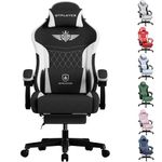 GTPLAYER Gaming Chair Fabric, High Back Computer Chairs with Footrest for Adults Ergonomic Lumbar Support Swivel PC Chair for Home Office (Black)