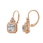 Amazon Collection Rose Gold Plated Sterling Silver Antique Drop Earrings set with Asscher Cut Swarovski Zirconia