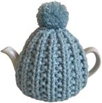 Ice Blue Chunky Knit Tea Cosy, Fits