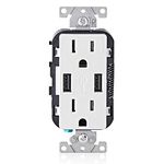 Leviton T5632-W 15-Amp USB Charger/Tamper Resistant Duplex Receptacle, White