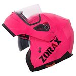 Zorax Pink M (57-58cm) Double Visor Full Face Motorcycle Motorbike Helmet ECE Approved