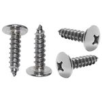 1" Long Premium Stainless Steel License Plate Screws (x4) by Luxe Shield - Standard #14 for Fastening License Plates, License Plate Frames and License Plate Covers on Domestic Vehicles