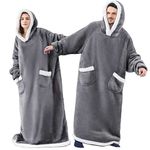 CASKIE One Piece Extra Long Hoodie Blanket for Women and Men 3XL, Oversized Fleece Wearable Sweatshirt for Adult, Super Warm Sherpa Hoodie, One Size XXXL