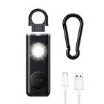 Upgrade Personal Alarm for Women, OQIMAX Rechargeable Personal Safety Alarm Keychain with Strobe LED Light, 130dB Loud Personal Alarm, Emergency SOS Alarm for Students, Kids, Walker, Elderly (Black)