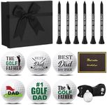 Realspring Happy Fathers Day Golf Ball Gift Set Golf Accessories Set Include 6 Golf Ball, 6 Golf Tee, Golf Divot Repair Tool with Greeting Card for Men Dad Golfer Birthday Grandpa Golf Lover Xmas Gift