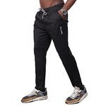 RiverHill Men's Lycra Stretchable Track Pants (Black) - M