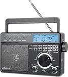 Retekess TR629 Portable Radio Mains and Battery,SW AM FM Transistor Radio,One Click Recorder,DSP,Alarm Clock,Backlight LCD, USB/Micro SD Card,Sleep Timer,Easily(Black)