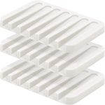 Spatlus Silicone Soap Dish Waterfall Pack of 3 Soap Saver Soap Tray Soap Holder Drainer for Shower/Bathroom/Kitchen/Counter Top, Keep Soap Bars Dry & Clean,Easy Cleaning, Flexible (Pack 3 White)