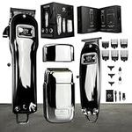 Hair and Beard Fade Kit by Royal Clips | Clippers, Trimmer and Foil Shaver Bundle | 5 Hour Battery, Stainless Steel Body and 10 Limit Combs | Gifts for Men