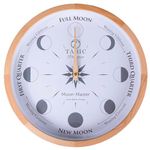 Tabic Planeteco Moon Master - Precision Lunar Phase Wall Clock - Accurate Moon Tracking & Easy-to-Read Dial for Lunar Cycle - Stylish Round Moon Phase Clock - Celestial Home Decor - Natural Stain