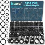 KEZE 1015 Pcs O Rings Kit,21 Size Rubber O-Ring Assortment Set for Assorted Pressure Washer Faucet Plumbing Air or Gas Connections,Resist Oil.Oring ID:1mm-25mm