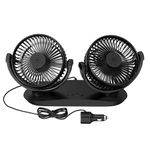 HLOVEB Car Fan, 12V Fan, Cigarette Lighter 24 Volt Fan for Truck, Car Fans Blow Cold Air with 3 Speed, Dual Head Car Fan for Golf Rv Boat Cruise Sedan, Fan for Car with No AC