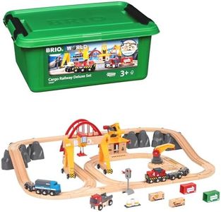 BRIO 33097 Cargo Railway Deluxe Set - 54 Piece Interactive Train Toy | Enhanced Wooden Tracks | Perfect for Kids Age 3 and Up | Compatible with All BRIO Railway Sets | FSC Certified Wood