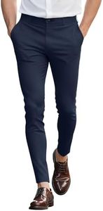 GINGTTO Mens Navy Dress Pants Slim Fit,Skinny Stretch Chinos Pants Men 28WX32L