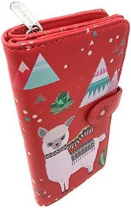 Shag Wear Llama Large Animal Wallet for Women Faux Vegan Leather 7" Salmon, Salmon, Large, Modern