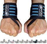 WOD Nation Wrist Wraps Weightlifting for Men & Women - Weight Lifting Wrist Wrap Set of 2 (12" or 18") (12 Inch - Black/Lt Blue)