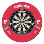 Unicorn Dartboard & Backboard Surround | Striker | Sisal Bristle Board & Lightweight Injection Moulded EVA Plastic Surround | with 2 Sets of Darts, Black/White/Red/Green