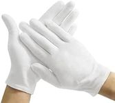 White Gloves, 2 Pairs 100%Cotton Gloves for Eczema, White Cotton Eczema Gloves for Men and Women Dry Hands, Moisturizing Gloves Eczema for Dry Sensitive Irritated Skin Spa Therapy Secure