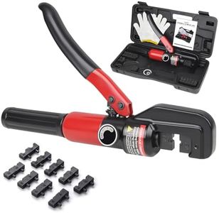 Toscoco Upgraded Hydraulic Crimping Tool for 1/8" 3/16" Stainless Steel Cable Railing Kits, Hand Hydraulic Crimper with Return Spring, Reinforced Unbreakable Head and 9 Pairs Black Oxide Coated Dies