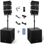 PRORECK Club 8000W P.M.P.O Powered PA Speaker System, 6 Line Array Speakers & 2PCS 18 Inch Subwoofers, Bluetooth USB SD Card Audio System with Remote Control for Wedding Church Conference Stage Party