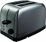 Russell Hobbs 2 Slice Toaster with brushed sides (Independent slots, High lift, 7 Browning levels, Frozen/Cancel/Reheat, Red indicator lights, Removable crumb tray, 1500W, Stainless Steel) 18780