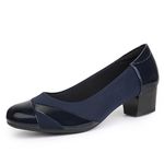 Ortho+rest Women Bunion Dress Shoes Low Heel Orthopedic Orthotic Pumps Slip on Loafers (7 JA,Navy)