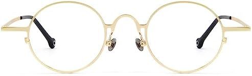 Zeelool Vintage Meta Round Eyeglasses Frame With Non-prescription Clear Lens for Women Men ZJGM113115, Zjgm113115-02 Gold, Medium