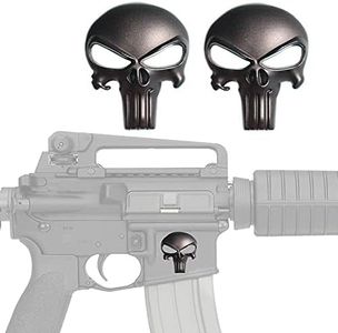 Tactical 3D Metal Magwell Decal Sticker for Lower Receiver Pistol Rifle Magazine Decoration Badge，Stylish and Fit Perfectly on Magwell Location (Punisher Skull Black)