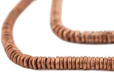 Kenya Copper Heishi Beads - Full Strand of 3mm African Metal Disk Spacers - The Bead Chest