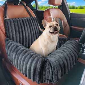 MIXJOY Dog Car Seat Travel Bed-Dog Booster Seats, 20cm High Pet Car Seat with Thick Memory Foam for 25Lbs Dogs & Cats, Waterproof Dogs Bed for Front/Back Seat of Cars, Indoors/Outdoor Handbag(Grey)