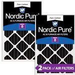 Nordic Pure 20x25x4 (19 1/2 x 24 1/2 x 3 5/8) Pure Carbon Pleated Odor Reduction Merv 8 Furnace Filters 2 Pack