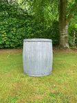 Large Vintage Ribbed Design Galvanised Dolly Tub Planter