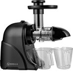 Nebula Aura Slow Masticating Horizontal Juicer | Cold Press Extractor for Natural, Fresh Fruits, Greens & Vegetables | Ultra Quiet 7-Stage Extraction, Supports Healthy Nutrition | Black