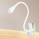TOPMB LED Reading Light, Eye-Caring Book Light for Reading in Bed, 360° Flexible Clip on headboard lamp, 5W 3000k Desk Lamp with Clamp for Bedroom, Office, Painting, Workbench and Sewing, White