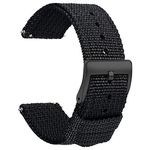 TStrap Nylon Watch Strap 20mm - Quick Release Watch Band Soft Black - Canvas Military Wtach Bands for Men Ladies – for Smart Watch Bracelet Replacement with Black Clasp - 18mm, 20mm, 22mm 24mm