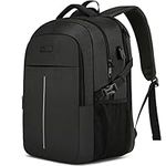 Extra Large 50L Travel Laptop Backpack for Men Women,Water Resistant 17 inch Laptop Backpack Work Bag with USB Charging Port,Big Capacity Heavy Duty TSA Approved Business College Computer Bag,Black