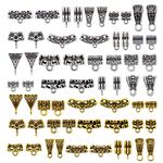 GraceAngie 60pcs Antique Gold Tibetan Silver Bail Tube Beads Spacer Beads Hanger Fit Charm European Bracelet Charms Pendant Bails for Jewelry Making and Crafting