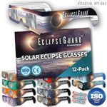 (12-Pack) Celestial Optical EclipseGuard: Premium Eclipse Viewing Glasses - AAS Recommended | ISO 12312-2 Certified | Lenses Made in USA | Bilingual