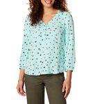 Amazon Essentials Women's Standard 3/4 Sleeve Button Popover Shirt, Aqua Poppy, X-Large