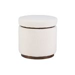 Linon Lexington Natural Sherpa Round Storage Ottoman with Wood Accent